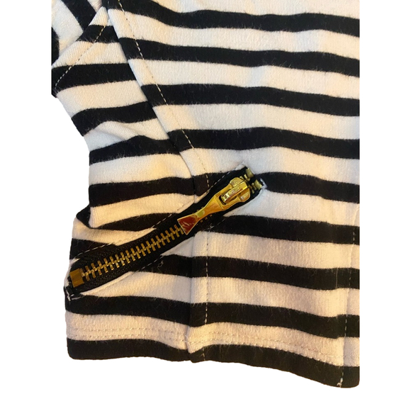 ♤Kate Spade♤ Black & White Striped moto Jacket with Gold Hardware, girls size 3T - Picture 2 of 7